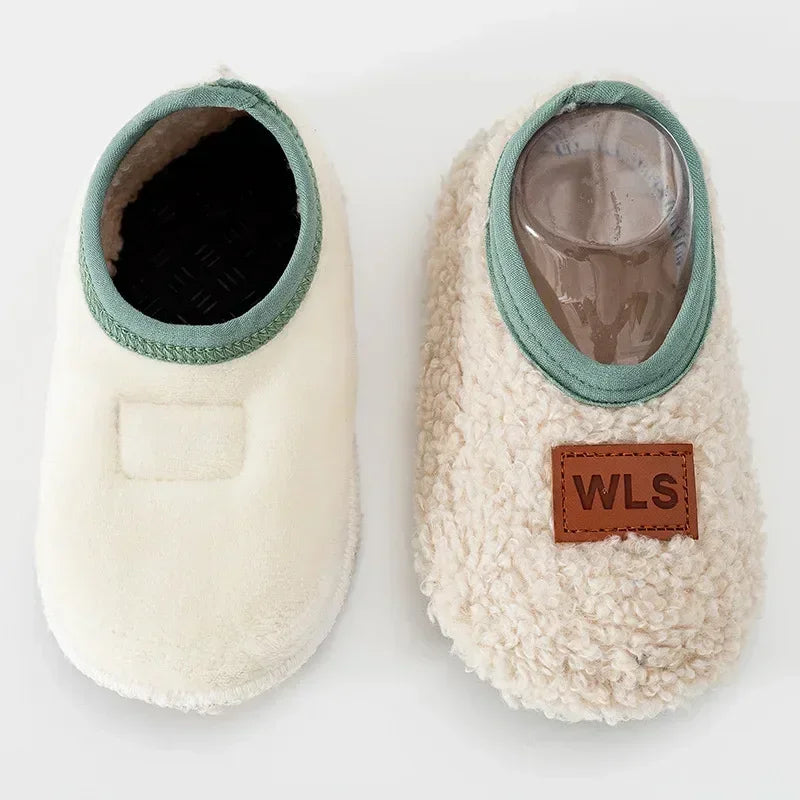 Autumn Winter Warm Baby Slippers Toddler Plush Floor Sock Shoes Boys Girls Soft Anti-slip Walking Shoes Indoor Home Kids Socks