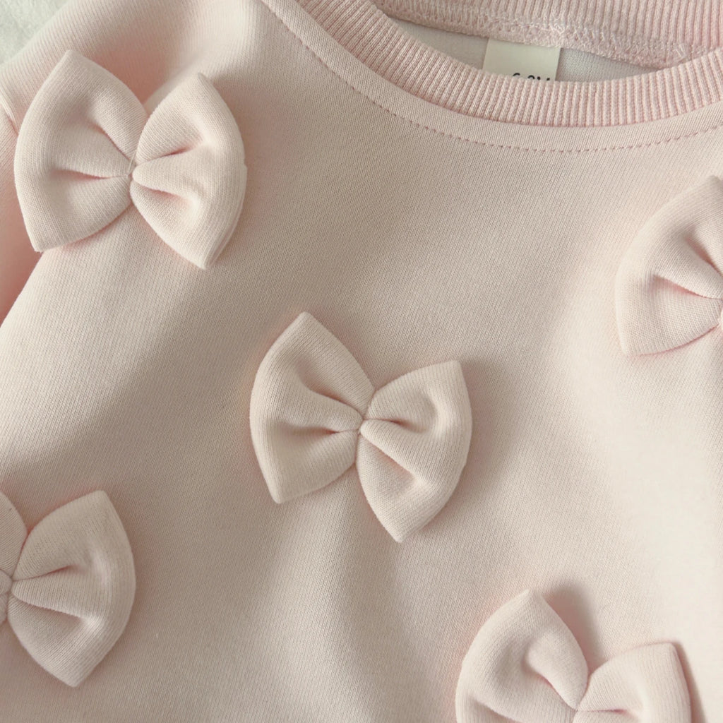 Cotton Baby Girl Clothing Bow Decoration Lace Hem Sweatshirt Elastic Waistband Pants Clothes Fall Outfits Baby Clothes for Newbo