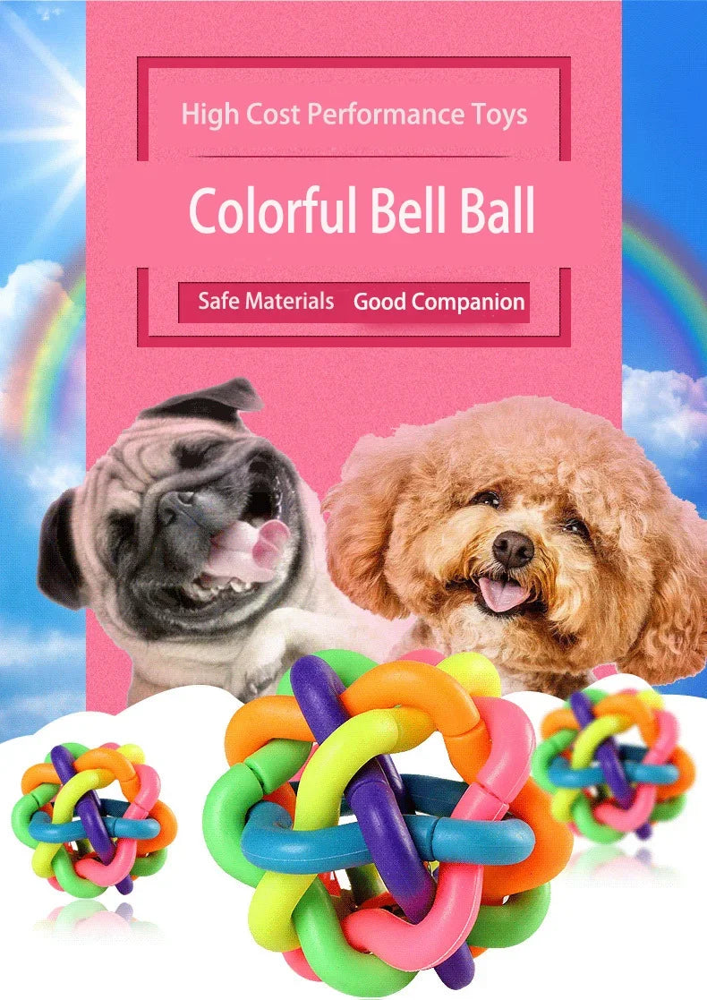 Colorful Bell Woven Toy Popular Dog Bite Resistant Rubber Pet Chewing Playing Fetching Nice Ball Puppy Toy for Large Small Dogs