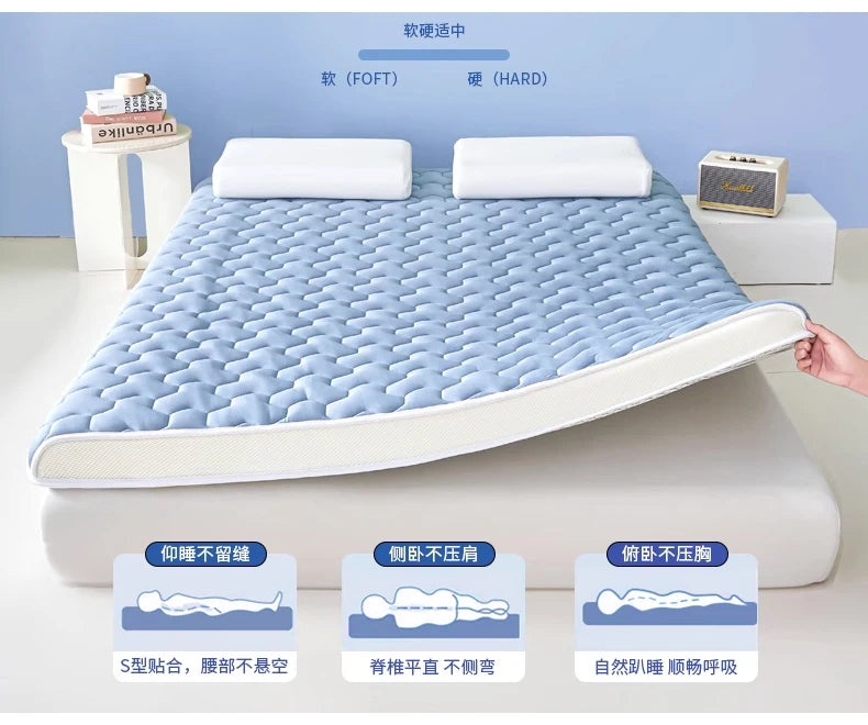 Double Foldable Memory Foam Latex Tatami Mat for Students Dormitory – Elastic Cushion Sleeping Mattress, Home Use, Single and Do