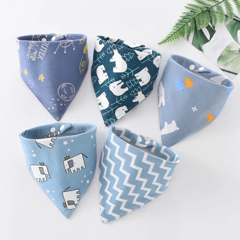 5pcs Baby Saliva Towel Triangle Scarf Pure Cotton Bandana Bibs Newborn Boys Girls Absorbent Cloth Bib Saliva Scarf
