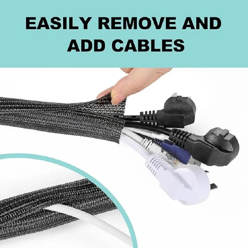 Braided Cable Sleeve 1m/3m/5m Pet Nylon Wrap for Desk PC TV Wire Protector Braided Wire Cover Casing Cable Organizer
