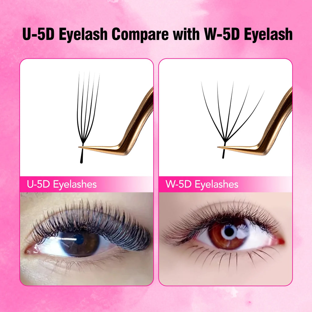 TDANCE U-Shaped 3D 4D 5D Eyelash Extension U Shape W Style Faux Mink Premade Fans Natural Soft Volume Makeup Eyelashes