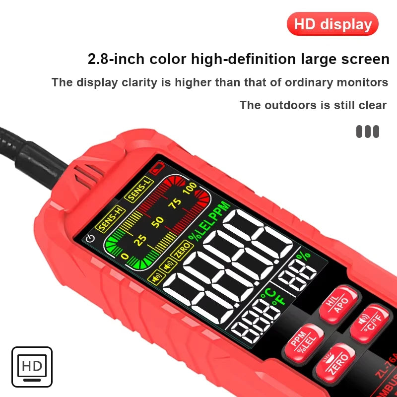 ZLLJMETER Handheld Gas Leak Detector Methane Combustible Gas Testers Portable Gases Concentration Analyzer Meter Leakage Tools