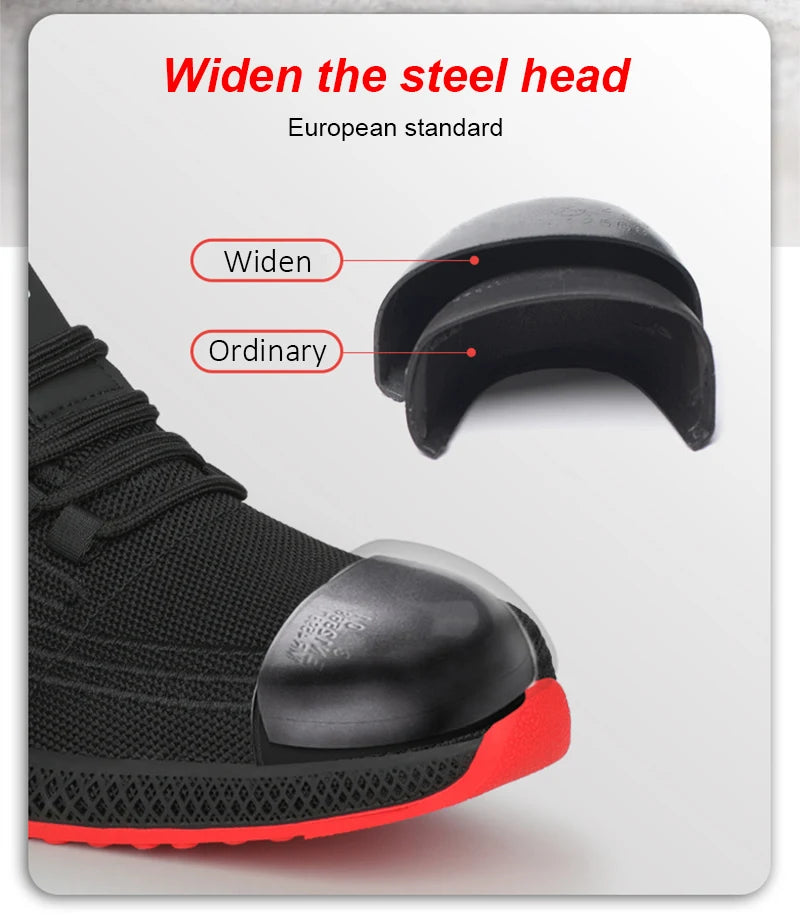Manlegu Air Mesh Steel Toe Work Shoes Breathable Working Shoes Women Man Safety Shoes Lightweight Puncture-Proof Safety Boots
