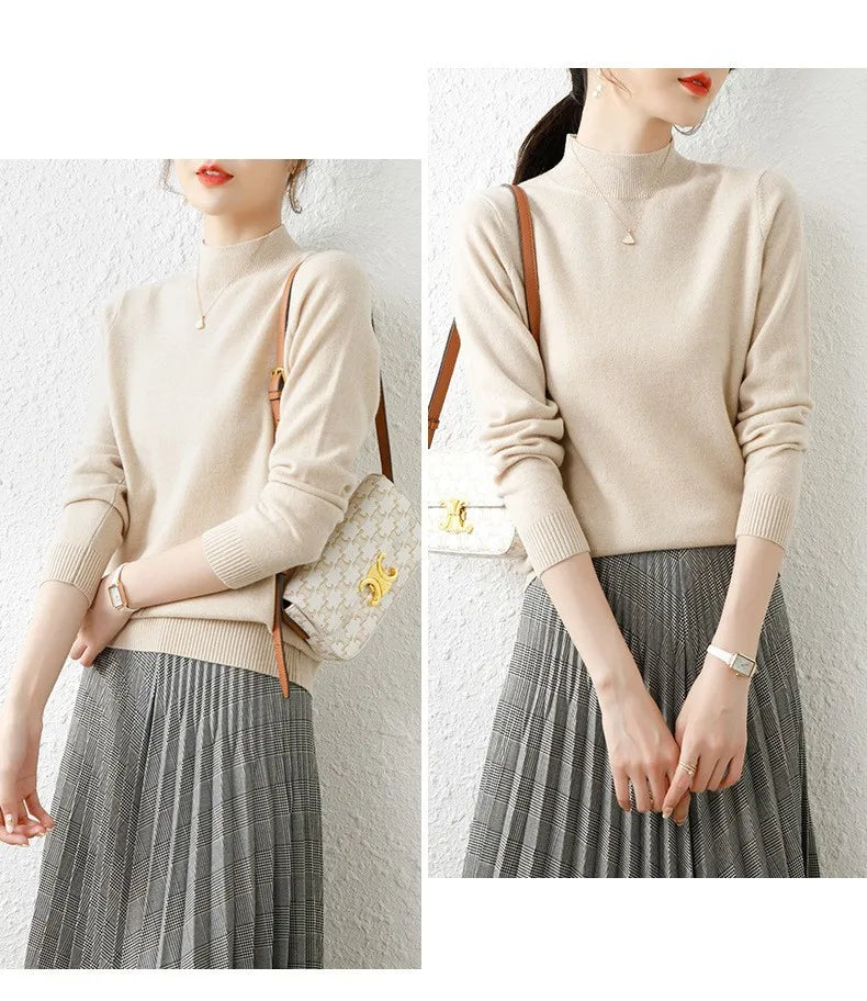 Autumn Winter Bottom Turtleneck Sweaters Women Fashion Chic Pullover Slim Long Sleeve Knitted Jumpers Soft Warm Pull Femme Top