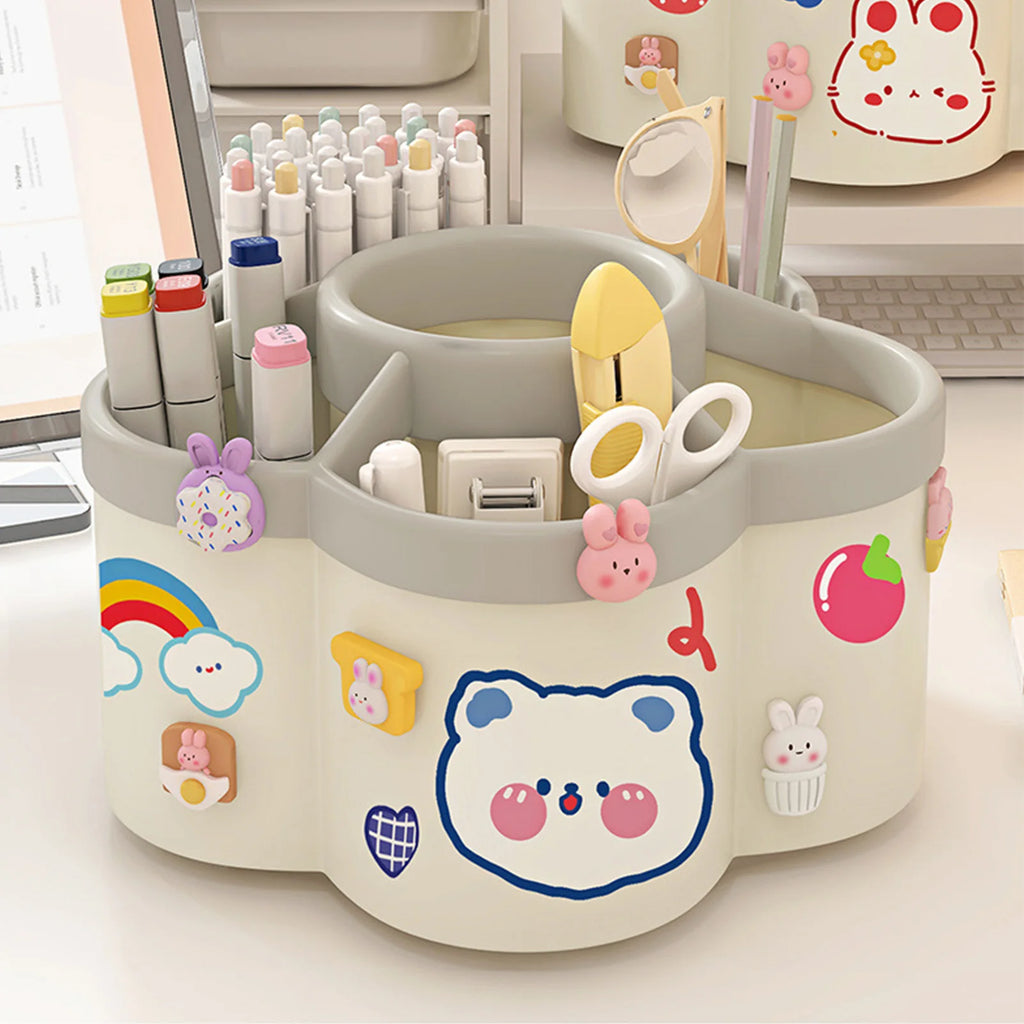Rotating Pen Holder Desk Organizers Cosmetic Brush Organization Box Large Capacity Pen Storage Box Study Dormitory Accessories