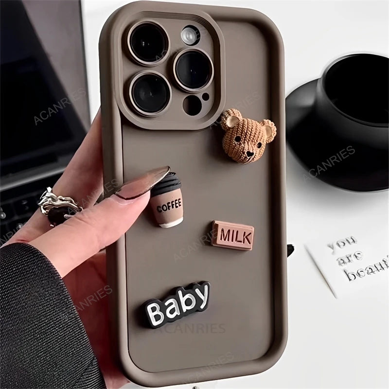 Note13 Cute Cartoon 3D Bear Silicone Case On For Xiaomi Redmi Note 13 Pro 4g 5g 12 11 10 9 13pro Plus 12pro Shockproof Cover 13c