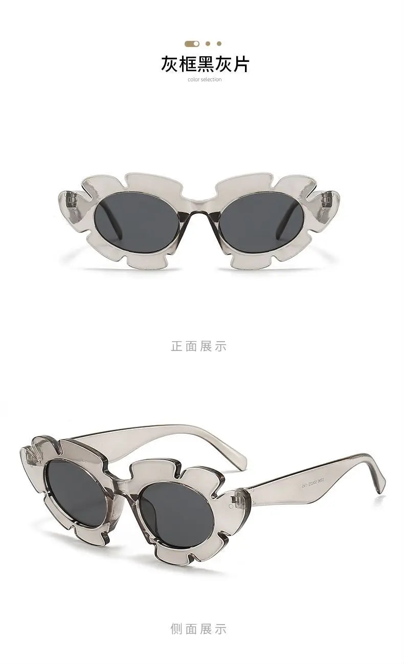 Fashion Cat Eye Candy Colors Sunglasses Women Retro Brand Designer Flower Shape