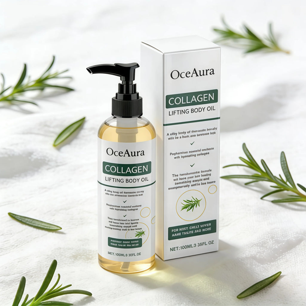 OceAura Collagen Body Oil Enhance Skin Elasticity Wrinkle Remover Cellulite Massage Care Refreshing Rosemary Lift Body Oil 100ml