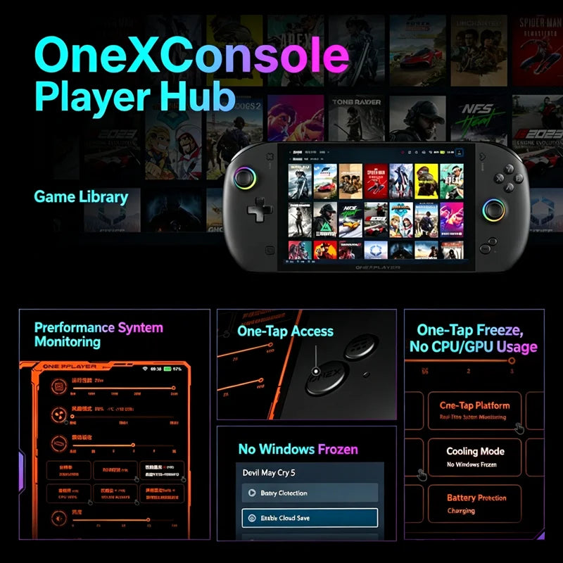 OneXPlayer APEX AIR Windows Handheld Game Console Intel Arc G3E 8" 120Hz VRR Screen 85Wh Swap Battery Dual SSD Cooling Gaming PC