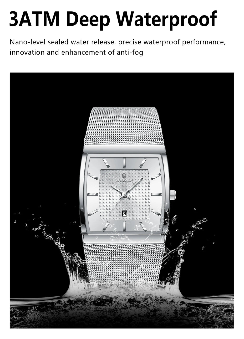 POEDAGAR Luxury Business Men's Watch Stainless Steel Mesh Waterproof Luminous Man Wristwatch Date Quartz Fashion Watches For Men