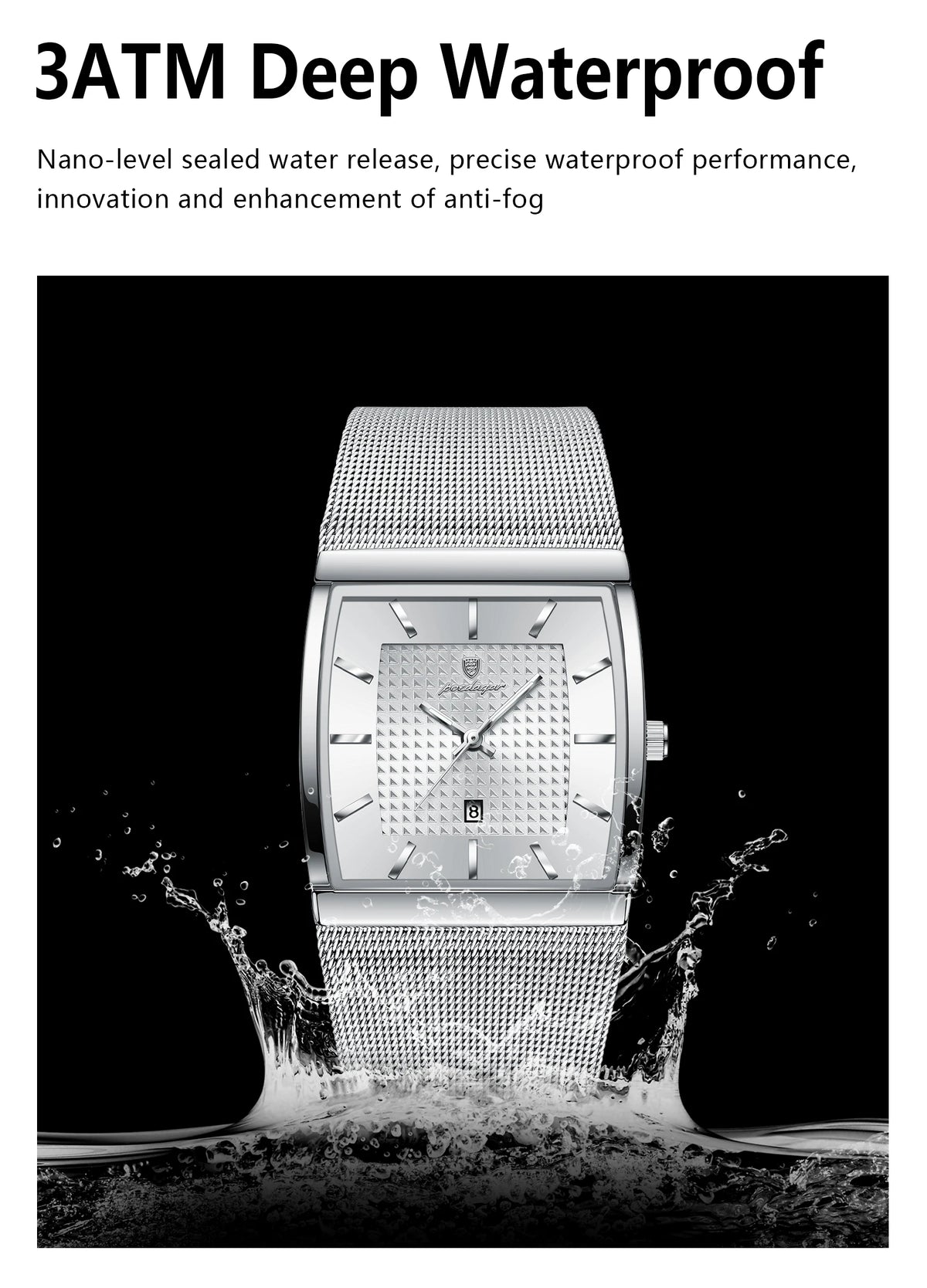 POEDAGAR Luxury Business Men's Watch Stainless Steel Mesh Waterproof Luminous Man Wristwatch Date Quartz Fashion Watches For Men