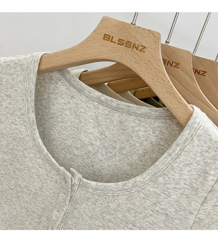 Women T Shirt Button T-Shirt Woman Clothes Tops Cotton Slim Tshirt Female Short Sleeve Top Summer Tee Sexy Canale Y2k