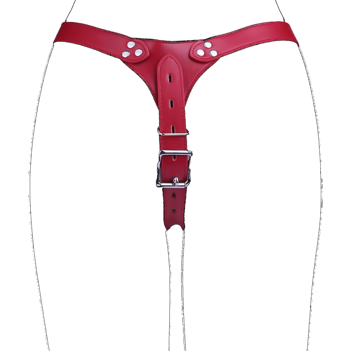 Leather Chastity Harness with Silicone Cage - Adjustable Male Chastity Belt Pants for Locked Play
