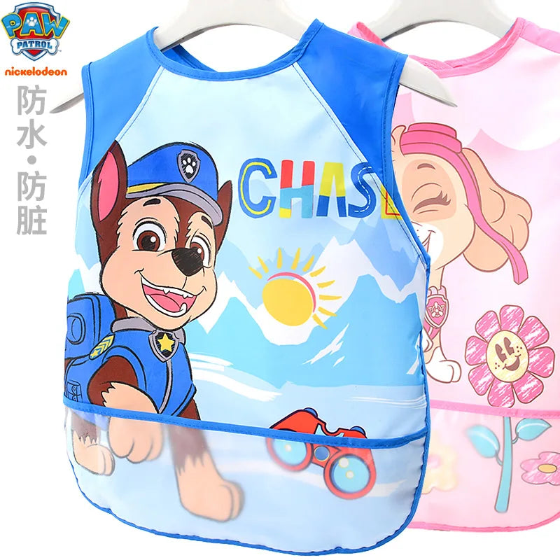 Genuine Paw Patrol Baby Bibs Colorful Cartoon Waterproof Bib Infant Eating Children Drawing Sleeveless Pocket Apron Self Feeding