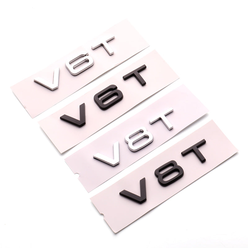 ABS V6T V8T Fender Side Body Emblem Logo Tail Trunk Rear Badge Sticker Decal For Audi S3 S4 S5 S6 S7 S8 A3 A4 A5 A6 A7 Q3 Q5 Q7