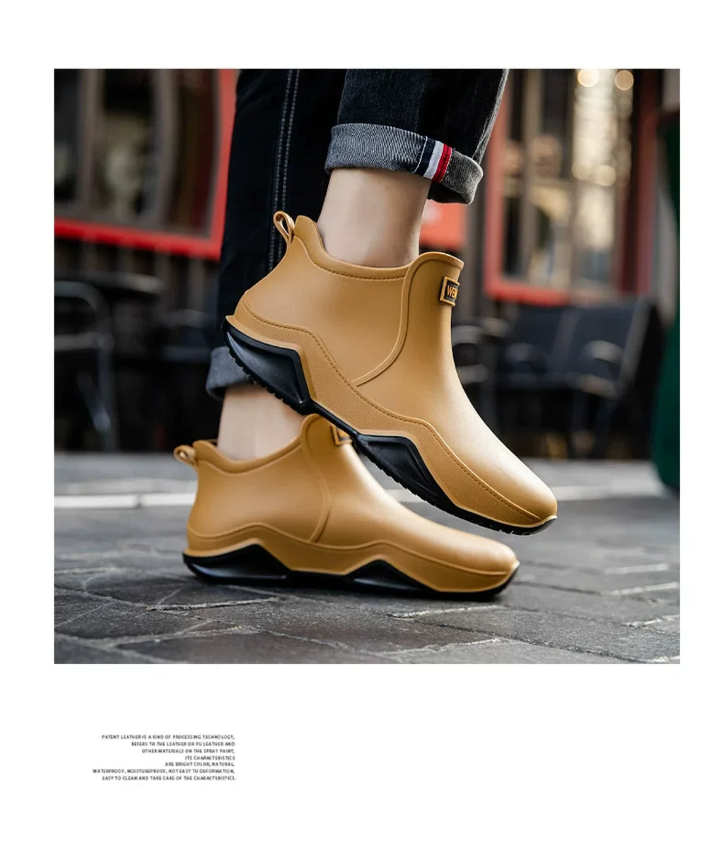 Fashionable Men & Women’s Ankle Rain Boots Anti-Slip Waterproof Shoes Work Boots Suitable For Summer & Winter Rainy & Snowy Day