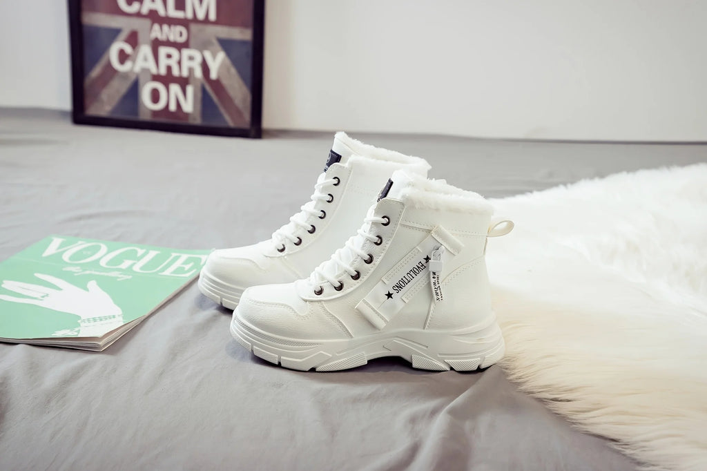 Botins de Senhora, Botins Curtos, Botas de Inverno com Forro Espesso e Isolamento, Elegantes e Versáteis, Botas de Inverno de Sola Grossa