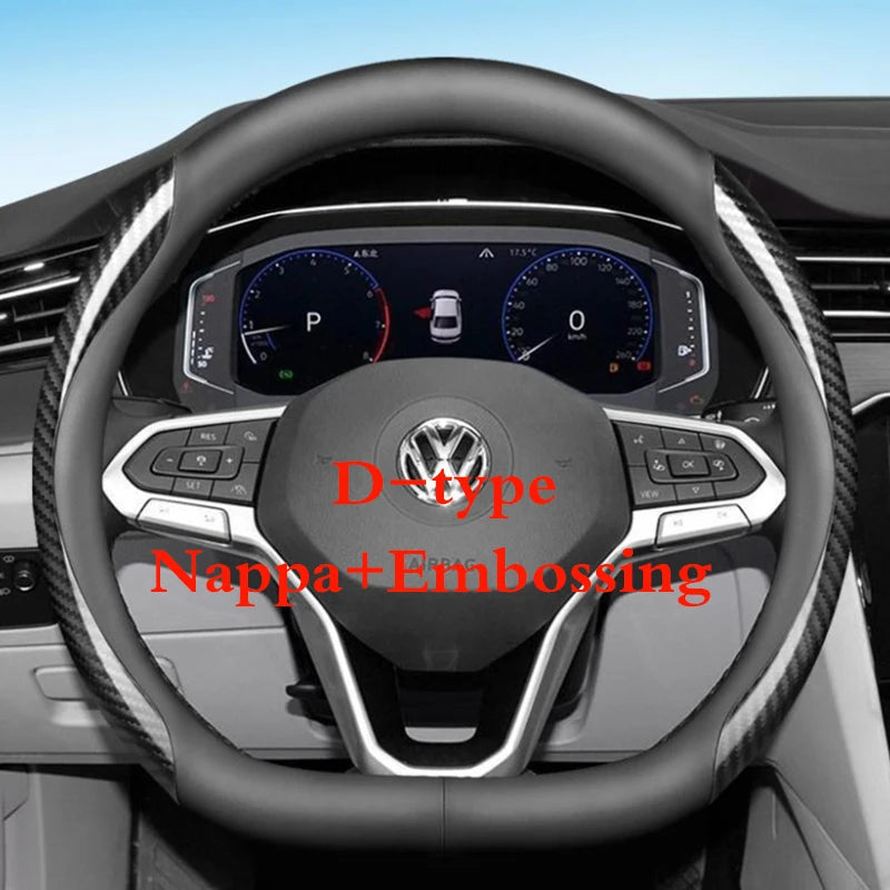 for Volkswagen VW Atlas Passat CC Taos touareg R-line Car Steering Wheel Cover 10colour Suede Leather 38 CM Auto Accessories