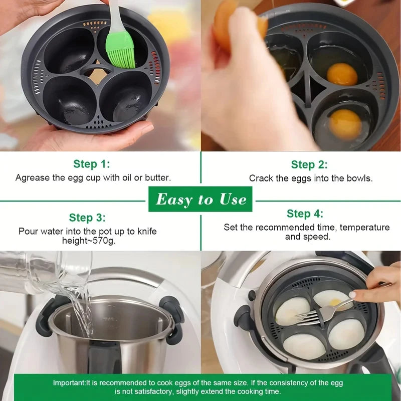Kitchen Gadget Four Compartment Egg Steamer Household Poached Egg Cooker Bowl Easy Breakfast Maker
