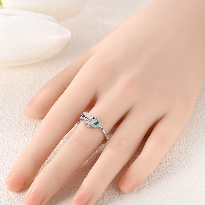 925 Silver Open Ring Sunflower Bee Star Eternal Love Jewelry Women's Wedding Gift