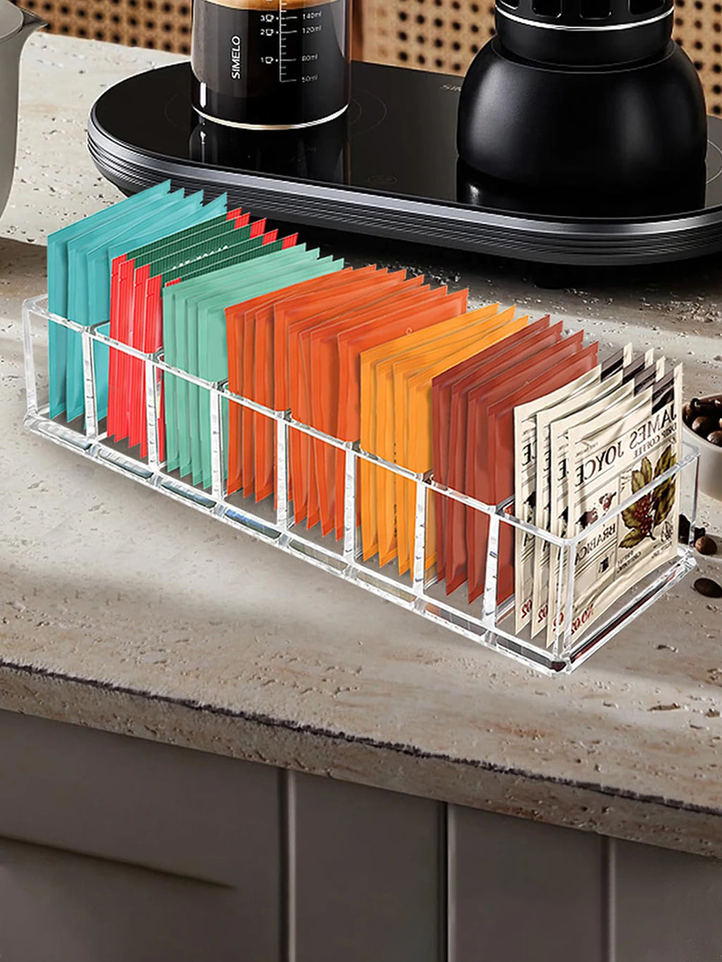Tea Bag Storage Box Kitchen Storage Drawer Basket Cabinet Countertop Storage Box Coffee Tea Sugar Storage Supplies