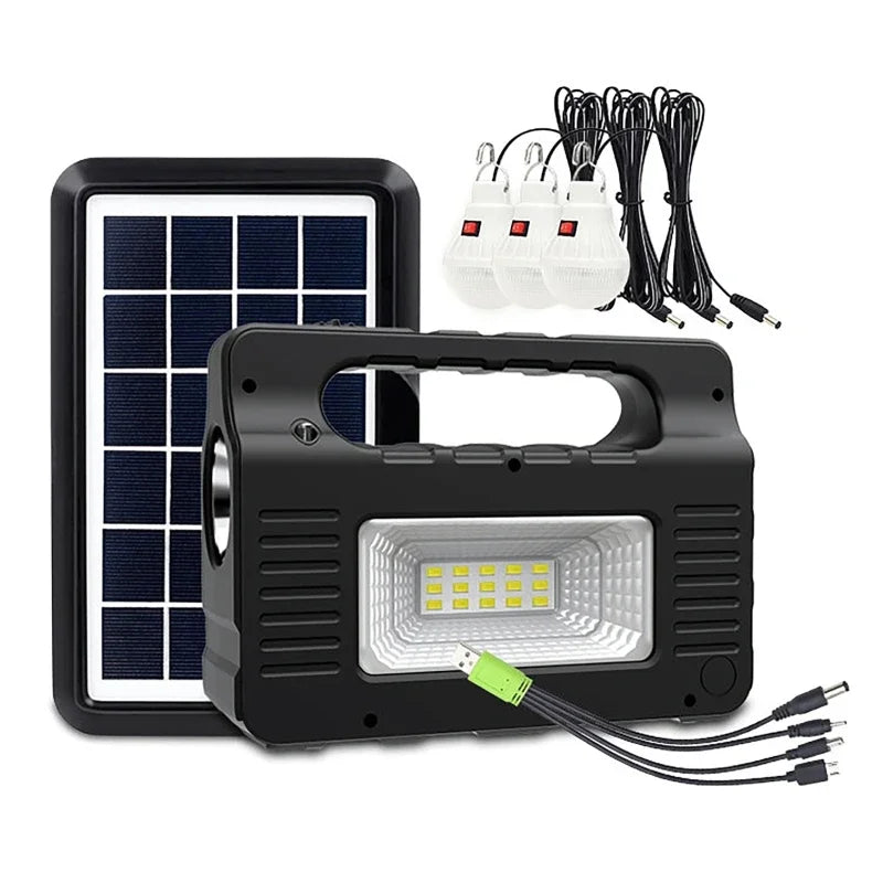 Outdoor Portable Solar Lighting System Power Generator 6W Solar Panel 3 LED Bulbs Emergency Solar Power Bank for Home Camping