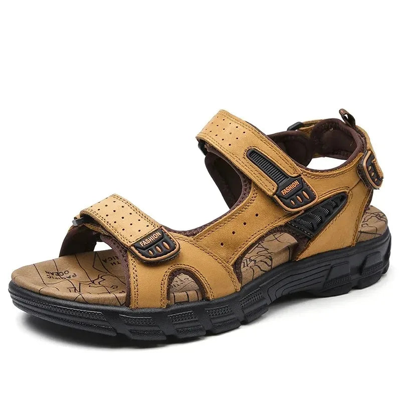 2026 New Genuine Leather Men's Sandals Summer Outdoor Non-slip Hiking Trekking Shoes for Men Beach Slippers Casual Sneakers