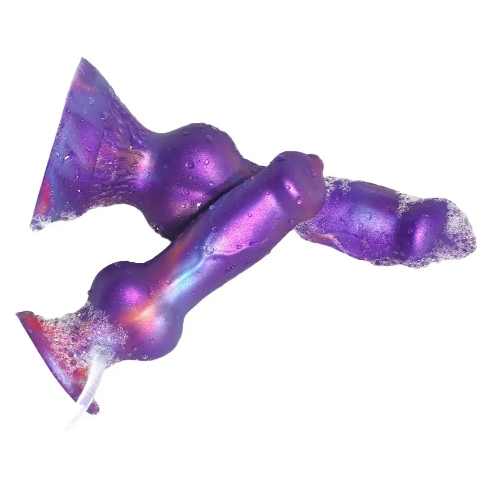Realistic Dog Penis Squirting Dildo Anal Plug Knot Suction Cup Enema Ball Waterproof Silicone Fantasy Adult Toy for Men and Wome