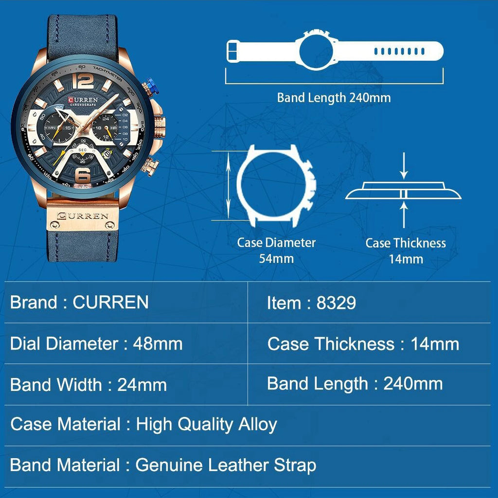Casual Sport Watches for Men Top Brand Luxury Military Leather Wrist Watch Man Clock Fashion Chronograph Wristwatch relógio
