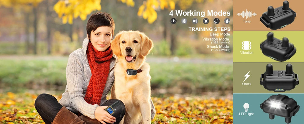 PUPOPAN 800m Dog Training Collar Waterproof Rechargeable Remote Control Pet with LCD Display for All Size Shock Vibration Sound