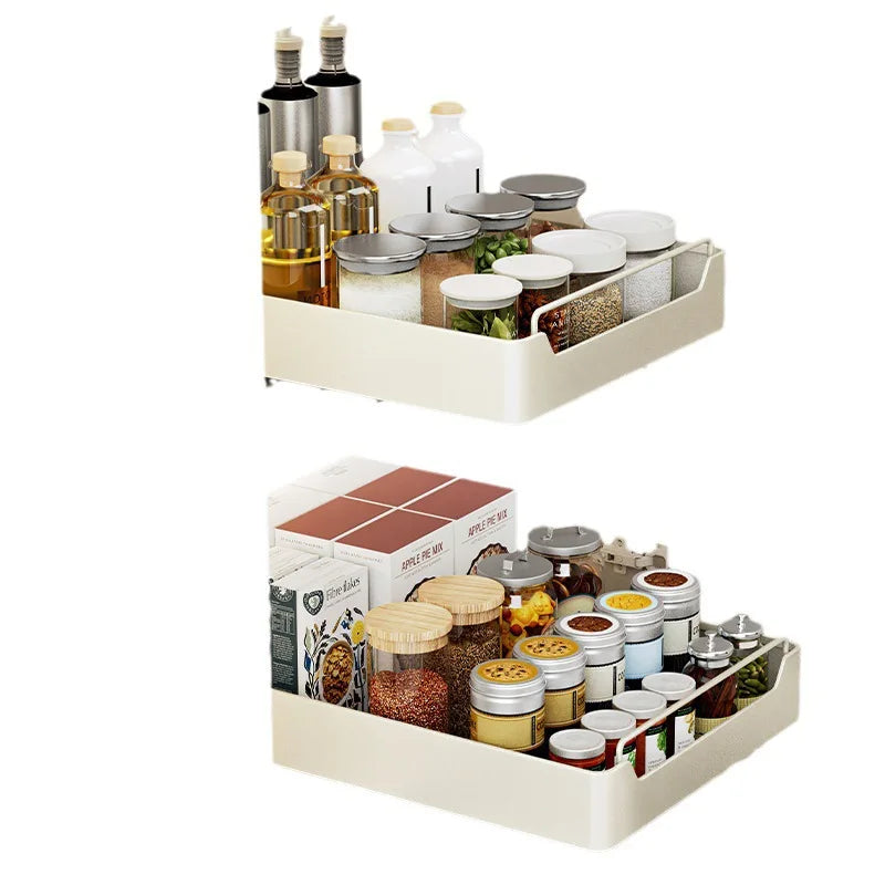 Kitchen Storage metal holdetr with Slide Rails Pull-out Drawer Storage Tray Spice Storage Rack Cabinets Organizer
