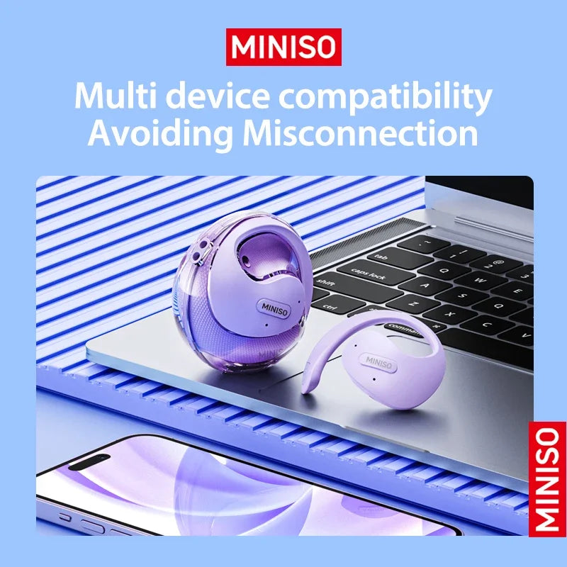 MINISO X15 Pro Bluetooth 5.4 Earphones Sports Wireless Headphones Ear Hook Game Erazer Earbuds with Mic for IOS Android