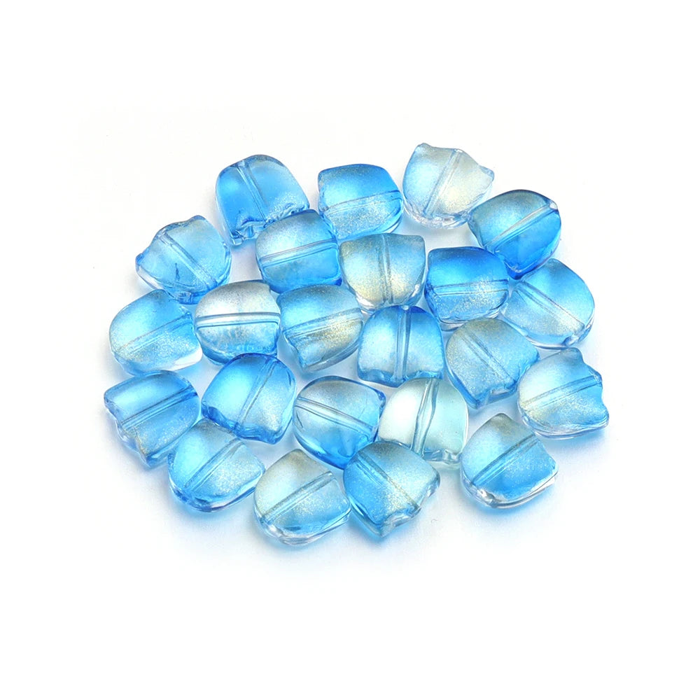 50pcs Tulip Flower Lampwork Gradient Color Glass Beads Charm for Earring Bracelet Necklace DIY Jewelry Craft Making Accessories