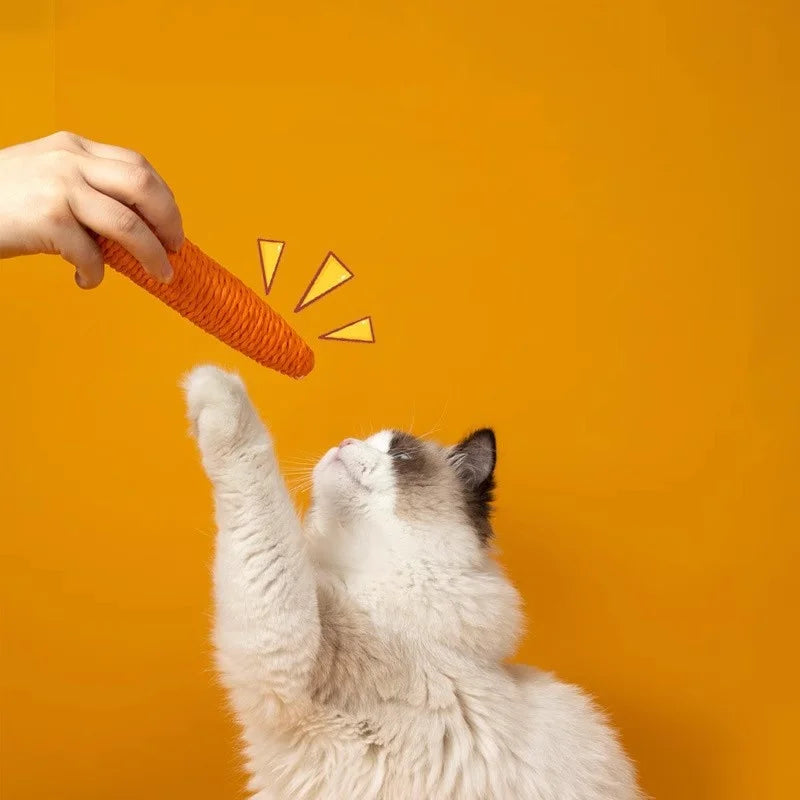 Brinquedo divertido para gatos em forma de cenoura, com textura para dentição e som, ideal para abraçar, resistente a mordidas e arranhões, artigos para animais de estimação para entretenimento interativo