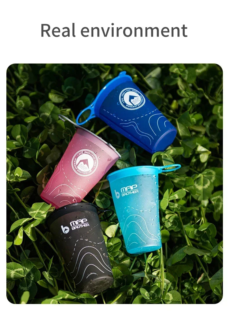 MAP BROTHER 200ml Foldable Soft Flask TPU Squeeze Outdoor Sport Running Water Bottle for Running Hiking Cycling Climbing Durable