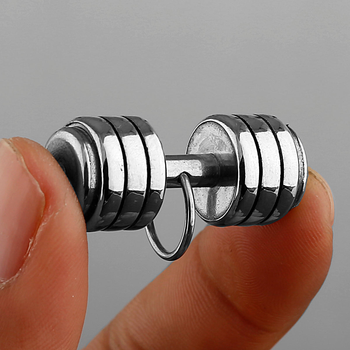 Men's Fitness Dumbbell Pendant Necklace Punk Hip Hop Silver Color Stainless Steel Necklace Jewelry Gift for Boyfriend