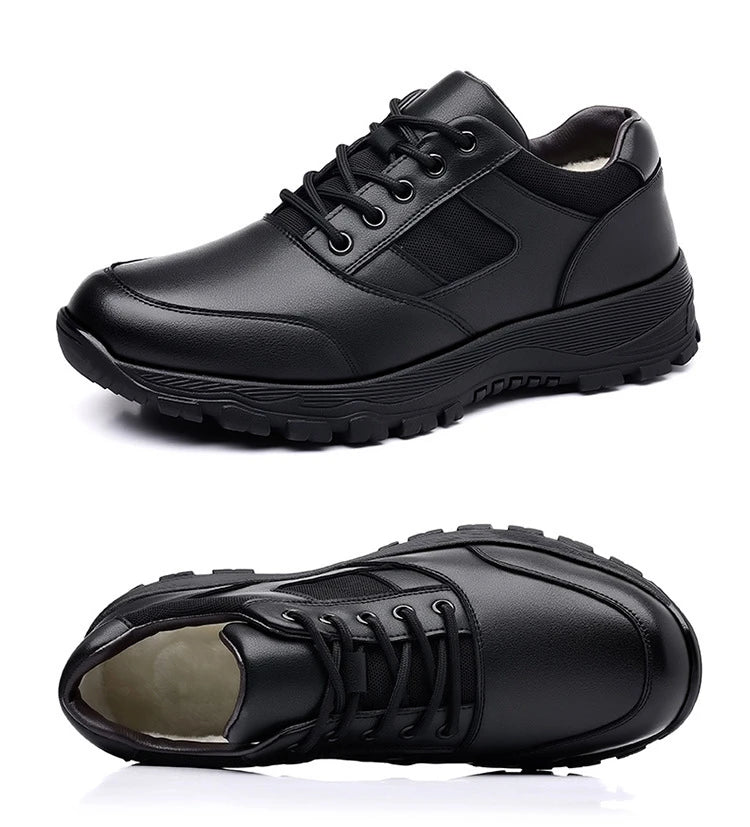 New Platform Cow Leather Casual Sneakers for Men Designer Autumn Winter Cotton Black Outdoor Men's Sports Shoes Zapatos Hombre
