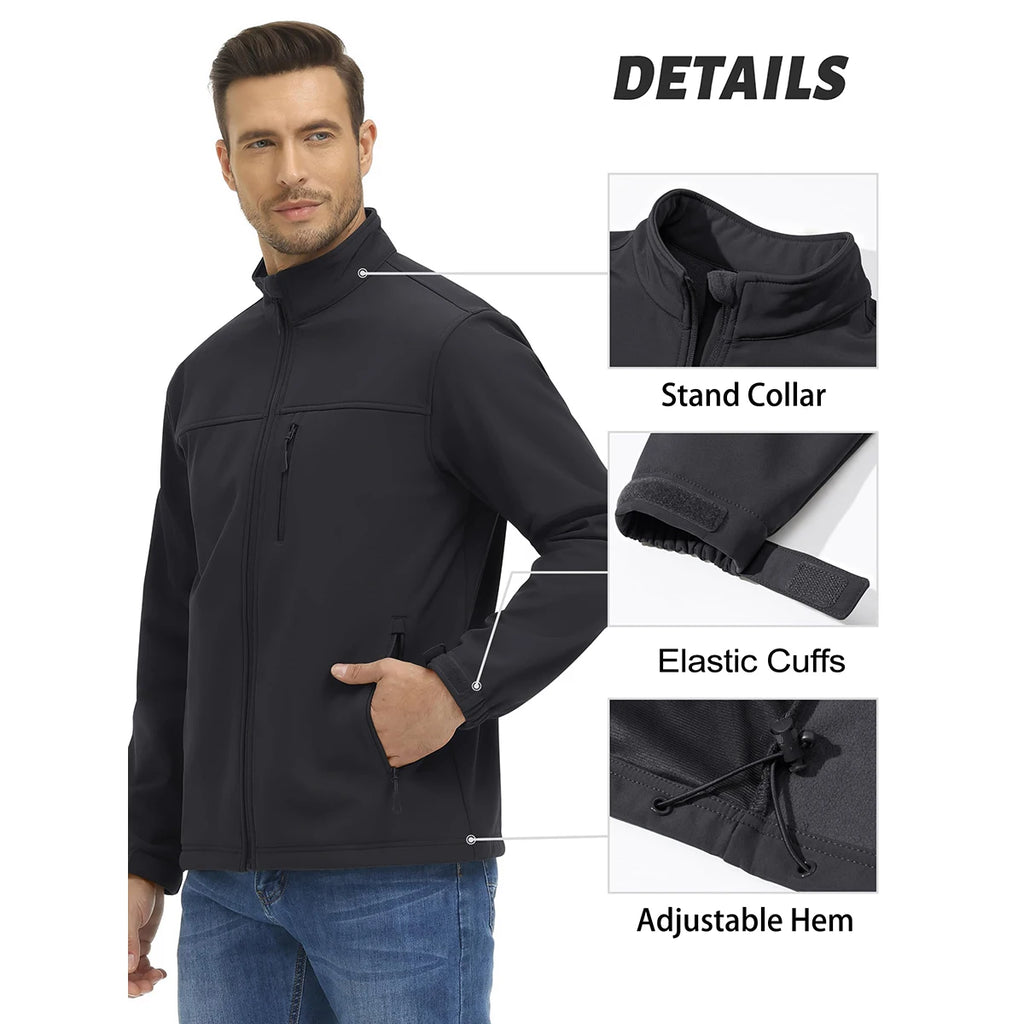 TACVASEN Blusão Impermeável para Homem Caminhada Outdoor Fecho Completo Corta-vento Forro Polar Quente Outono Inverno Trabalho Casaco Casual
