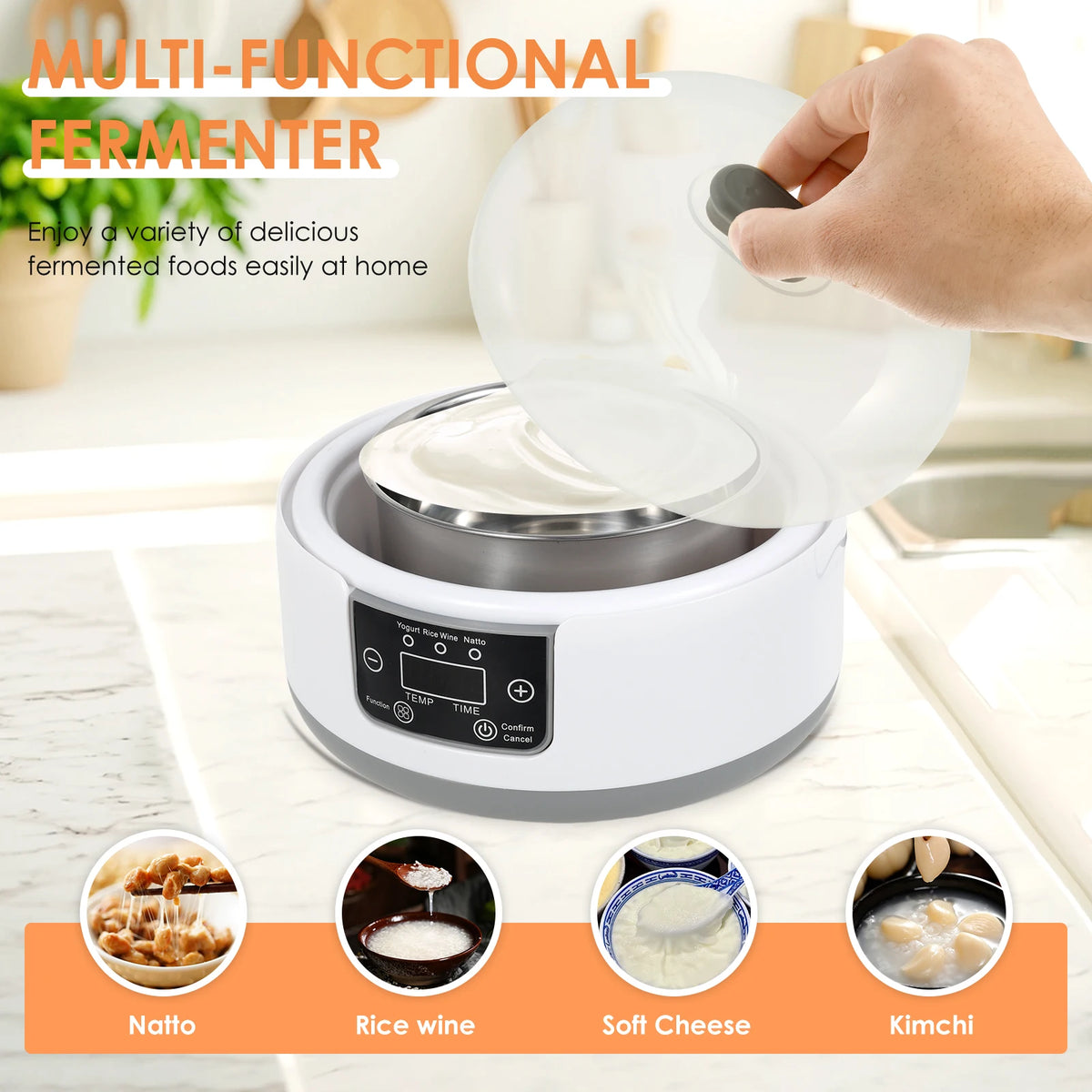 Electric Yogurt Maker Automatic Leben Enzyme Fermenter 1.2L Stainless Steel Intelligent Constant Temperature Fermentation Maker