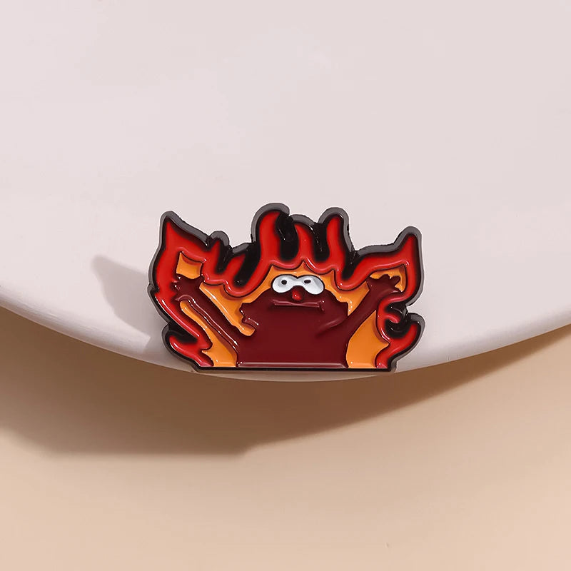 Fire Helllmo Enamel Pins Custom Cute Cartoon Brooches Lapel Badges Funny Anime Animal Jewelry Gift for Kids Friends