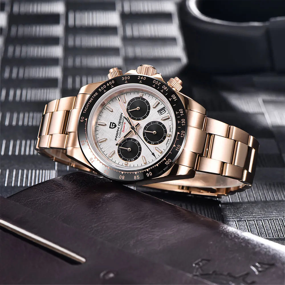 New 1644 PAGANI DESIGN 40mm Men Watch Multifunction Chronograph Sapphire Glass 100M Waterproof Quartz Watch for Men Reloj Hombre