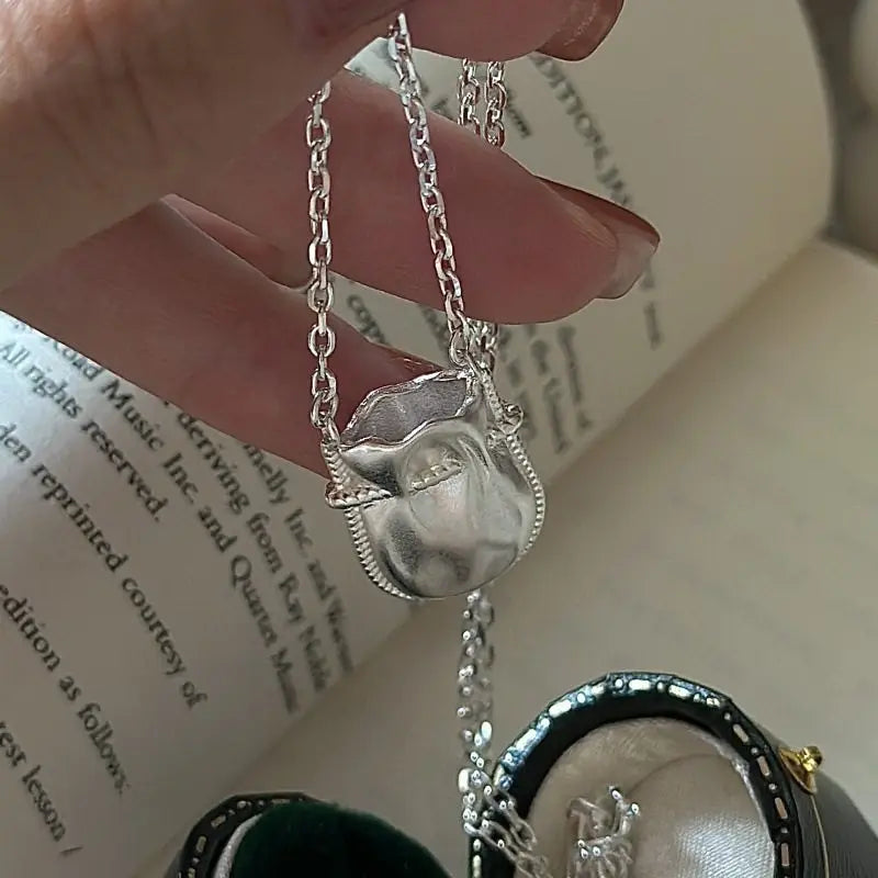 925 Silver Necklace Punk Wealth Good Wish Matte Ball Bread OT Clasp Stackable for Women Girl Jewelry Gift Dropshipping Wholesale
