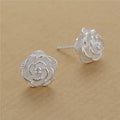 925 Sterling Silver Fine 10MM Elegant Flower Stud Earrings Elegant Woman Fashion Charm Wedding Jewelry Gift Wholesale