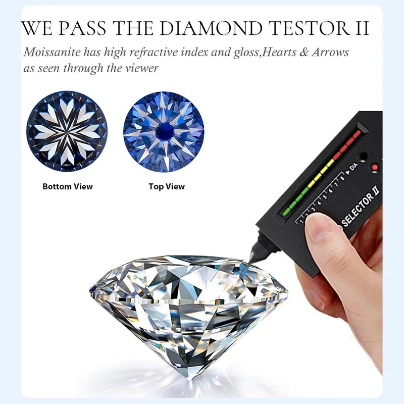 925 Sterling Silver Sparkling 1CT Real Moissanite Diamond Ring for Women Wedding Original High Quality Fine Jewelry