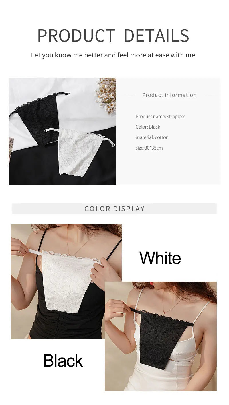 Summer Lace Strapless Collar Anti-slip Female False Collar Detachable Collar Cover for Low Neckline
