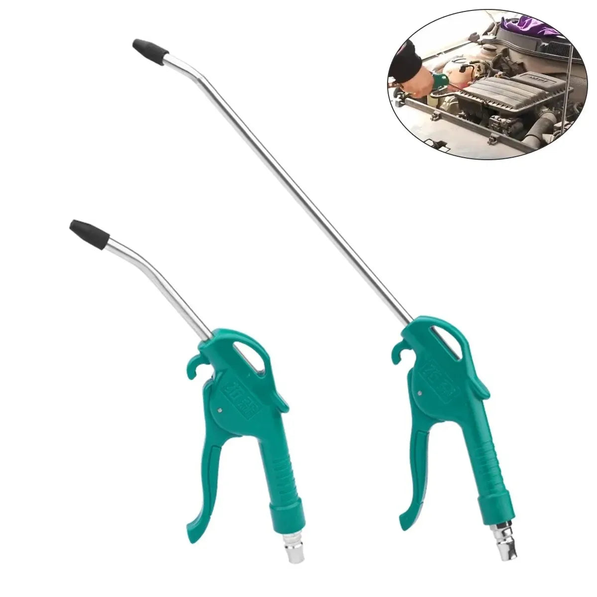 Pneumatic Air Blow Gun Set, Short & Long Nozzle for Heavy Duty Dusting, High Pressure Compressed Air Duster for Workshop