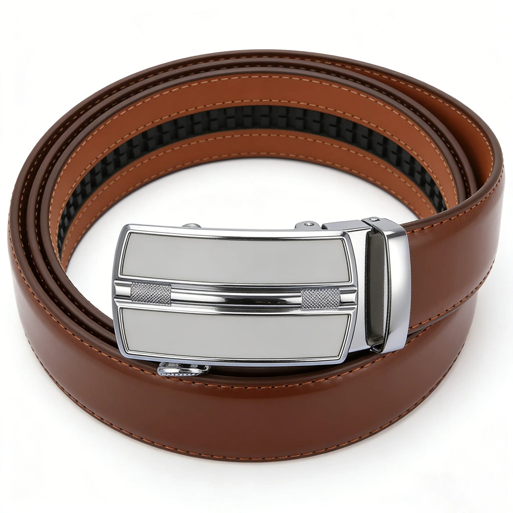 Men's Automatic Genuine Leather Luxury Belt Metal Automatic Buckle Male Waistband Designer High Quality Black Brown Waist Belts