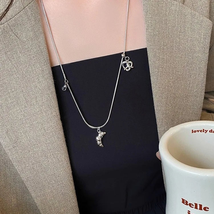 925 Silver Necklace Punk Wealth Good Wish Matte Ball Bread OT Clasp Stackable for Women Girl Jewelry Gift Dropshipping Wholesale
